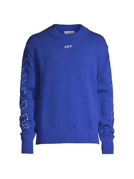 Вязаный свитер с круглым вырезом Stitch Arrow и диагональными полосками Off-White, синий