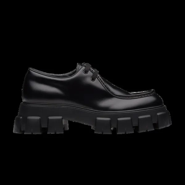 Кожаные туфли на шнуровке Prada Monolith, черный