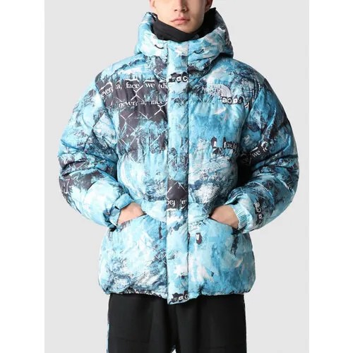 Пуховик The North Face, размер M, синий/черный