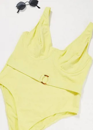 Эксклюзивный слитный купальник желтого цвета Peek & Beau Curve-Желтый