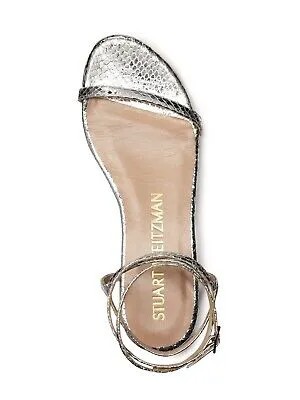 STUART WEITZMAN Женские кожаные сандалии Silver Snake Merinda с круглым носком 6,5 м