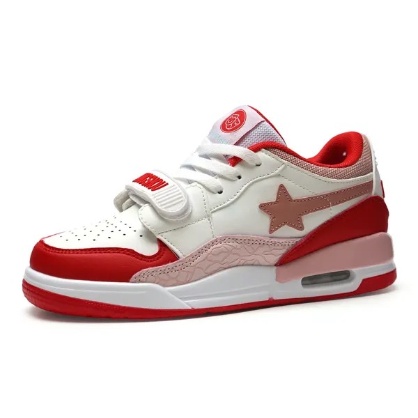 Кроссовки JIANGSHOU Skateboarding Shoes Unisex Low-top White, красный