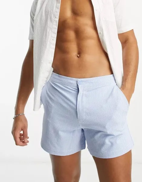 Abercrombie & Fitch 5-дюймовые шорты для плавания из жатого хлопка в сине-белую полоску