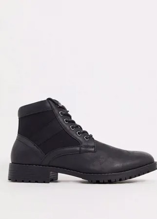 Черные ботинки из искусственной кожи на шнуровке ASOS DESIGN-Черный