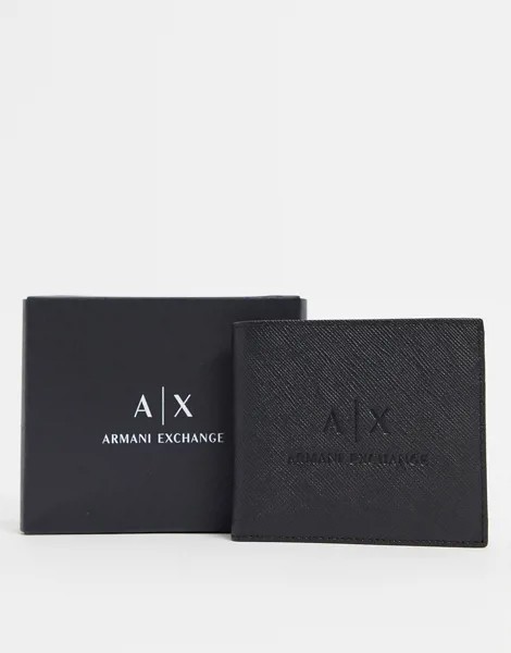 Черный бумажник с тисненым логотипом 