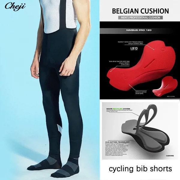 Cheji брюки для велоспорта нагрудник для мужчин велосипедные брюки ЧЕРНЫЙ Бельгийский высокой плотности пенопластовый коврик