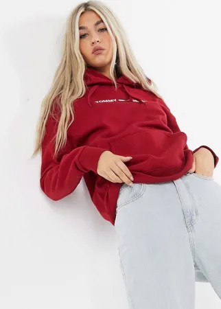 Бордовый худи с логотипом Tommy Jeans-Красный