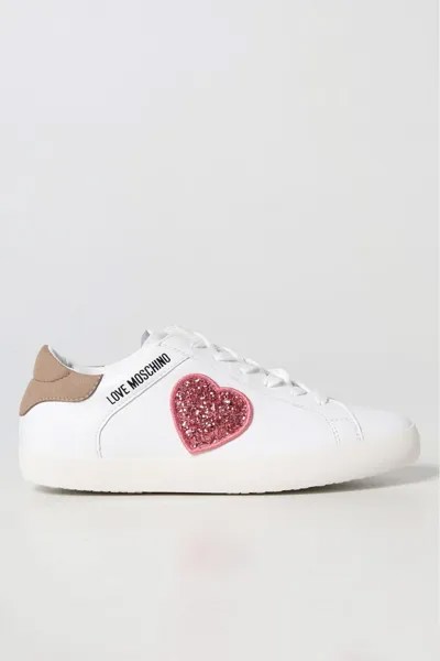 Бело-розовые женские кроссовки Love Moschino, белый
