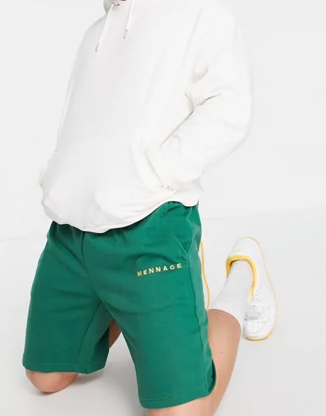 Хвойно-зеленые трикотажные шорты от комплекта Mennace-Зеленый цвет