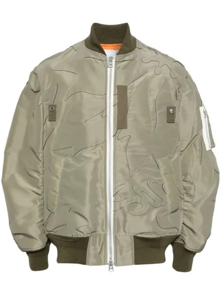 Бомбер в технике пэчворк sacai, зеленый
