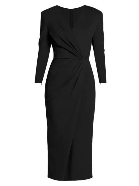 Платье-миди из джерси с V-образным вырезом Giorgio Armani, черный