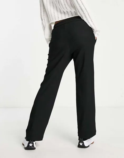 Черные прямые брюки с эластичной талией Only Petite