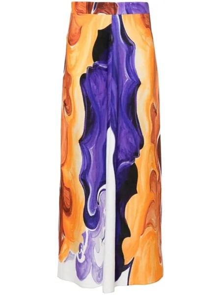 Dorothee Schumacher льняная юбка Rainbow Flames, оранжевый