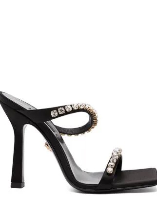 Versace атласные мюли со стразами