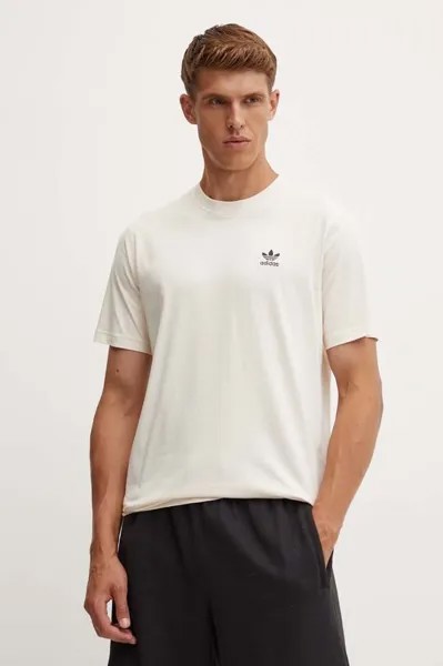 Хлопковая футболка adidas Originals, бежевый