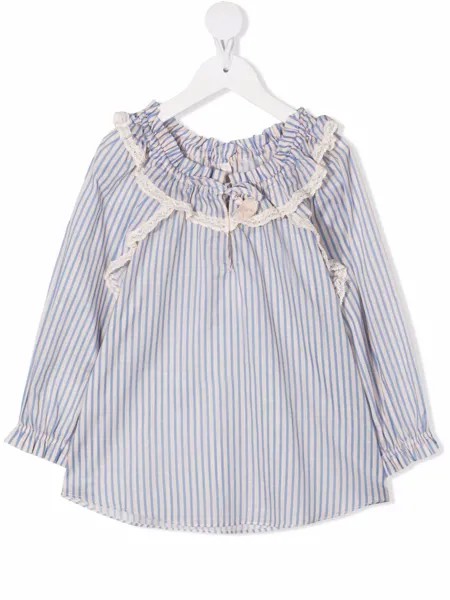 ZIMMERMANN Kids блузка в полоску с оборками