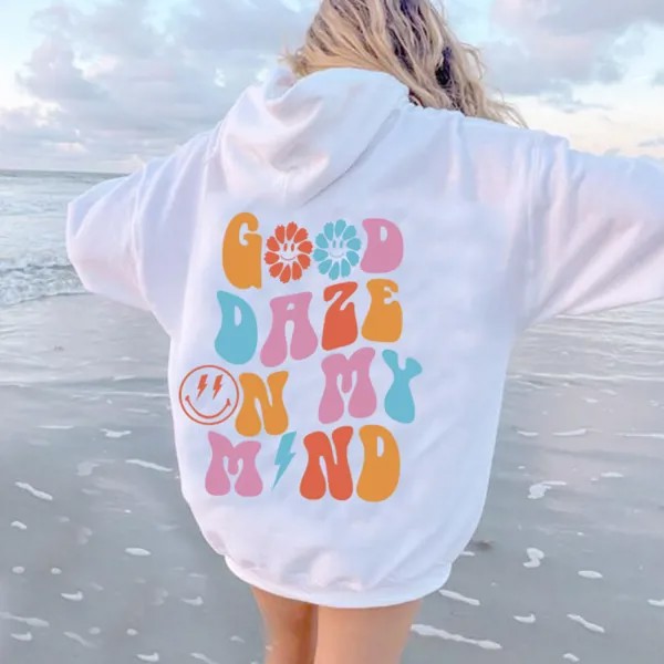 Женское повседневное эстетическое худи с принтом Good Daze On My Mind