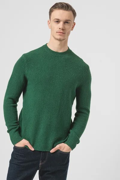 Шерстяной свитер с овальным вырезом United Colors Of Benetton, зеленый