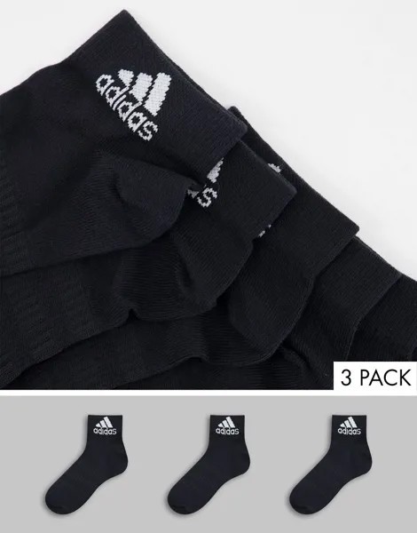 3 пары черных носков до щиколотки adidas Training-Черный цвет