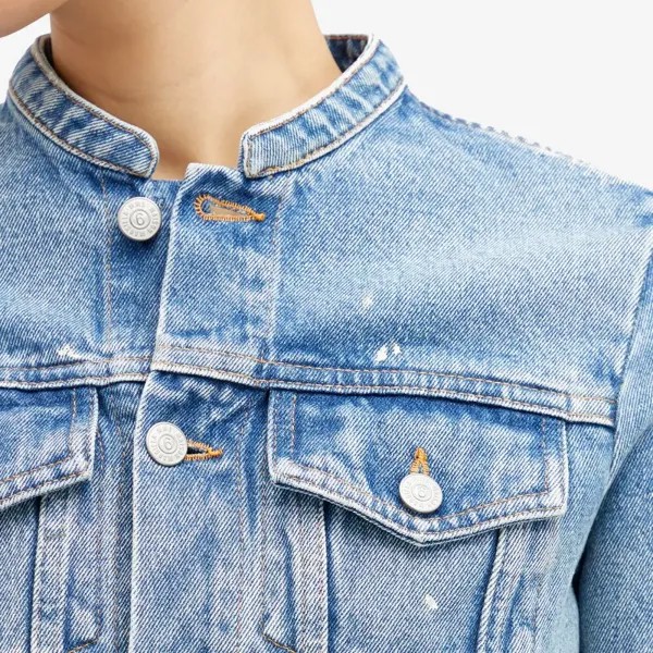 Mm6 Maison Margiela Джинсовая куртка без воротника, синий