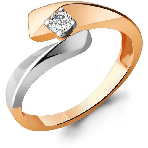 Кольцо AQUAMARINE, золото, 585 проба, бриллиант, размер 17.5, бесцветный