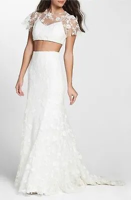 HEARTLOOM Bridal Maddie Вышитый цветочный кружевной топ из 2 предметов + юбка-русалка, платье L