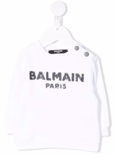 Balmain Kids толстовка с логотипом и пайетками