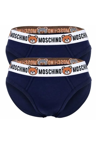 Хлопковые трусы с логотипом, 2 пары Moschino Underwear, синий