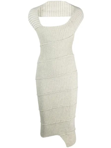 MM6 Maison Margiela трикотажное платье миди асимметричного кроя, зеленый