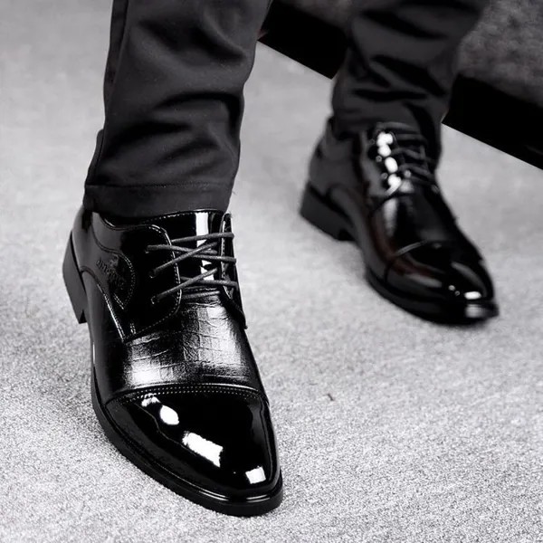 Бизнес Повседневная обувь Кожаная обувь Англия Дышащий галстук Обувь