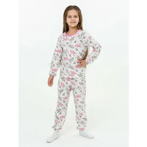 Пижама  КотМарКот, размер 128, белый, розовый