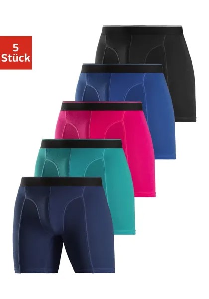 AUTHENTIC LE JOGGER Длинные боксеры (5 шт. в упаковке), с двухцветным тканым поясом и более длинными брючинами, черный