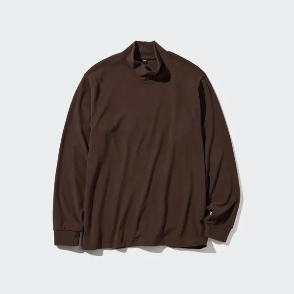 Водолазка Uniqlo унисекс из флиса, темно-коричневый