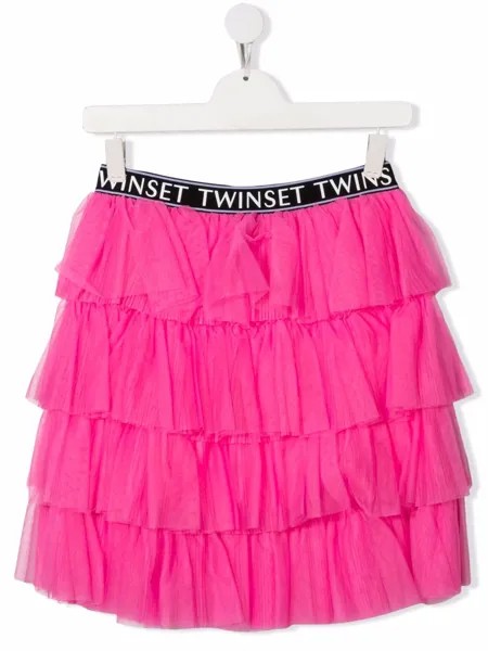 TWINSET Kids пышная юбка мини с логотипом