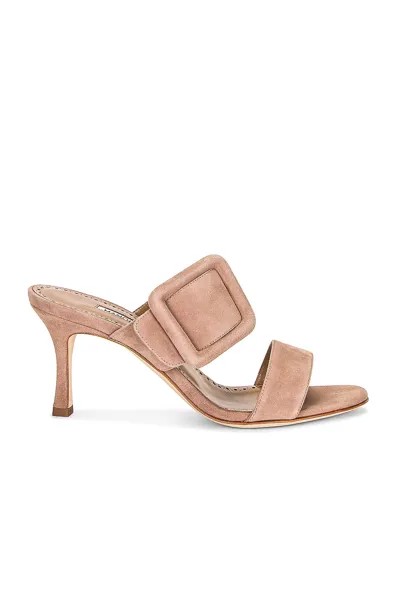 Мюли Manolo Blahnik Suede Gable 70 Sandal, цвет Dark Nude