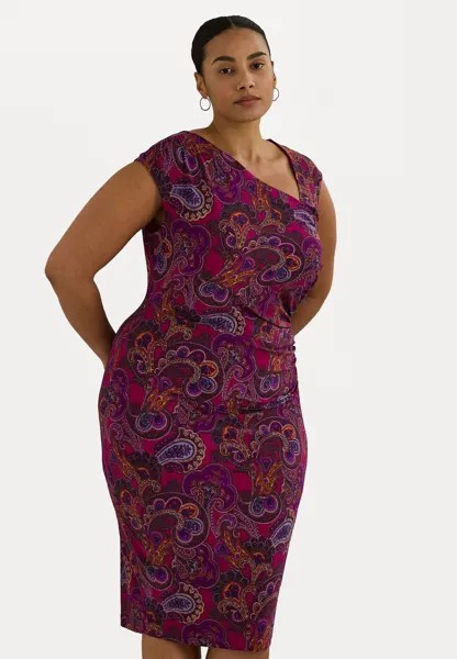 Легкое платье PAISLEY STRETCH JERSEY CAP-SLEEVE DRESS Ralph Lauren, фиолетовый