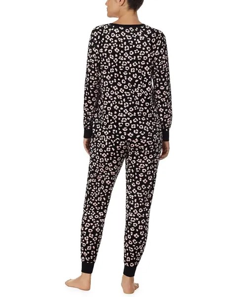 Пижамный комплект Kate Spade New York Stretch Velour Joggers PJ Set, цвет Black Cheetah