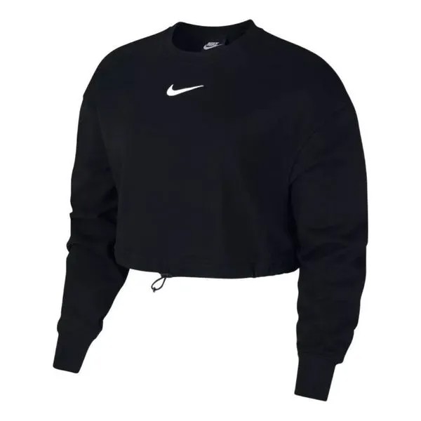 Свитера спортивная одежда swoosh французский терри круглый вырез топ Nike, черный