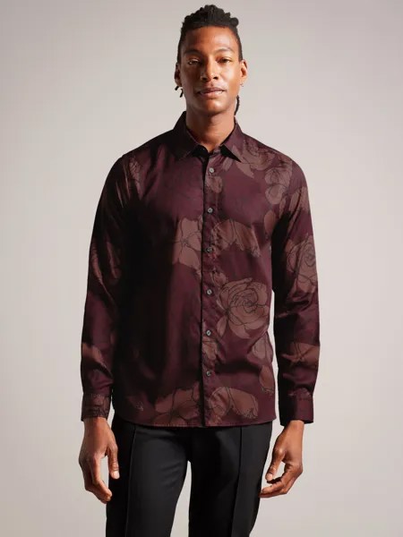 Рубашка Bobbio с цветочным принтом Ted Baker, бордовый