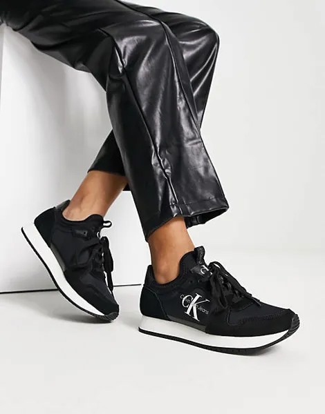Черные кроссовки на шнуровке для бега Calvin Klein Jeans