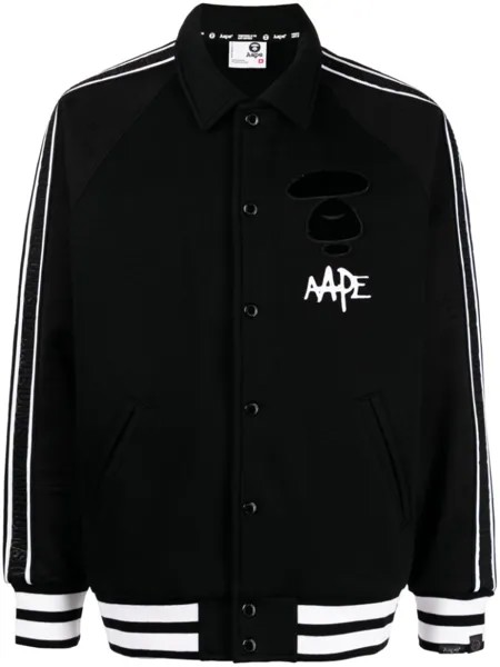 Полосатый бомбер с логотипом AAPE BY *A BATHING APE, черный