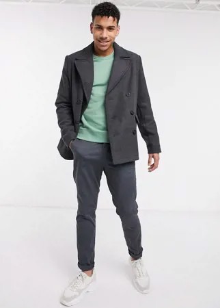 Темно-серый бушлат с добавлением шерсти ASOS DESIGN