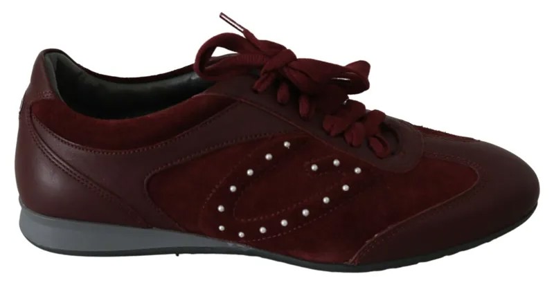 ALBERTO GUARDIANI Shoes Бордовые кроссовки на шнуровке с логотипом, женские EU37 / US6.5
