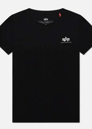 Женская футболка Alpha Industries Basic T Small Logo, цвет чёрный, размер S