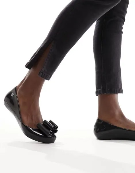 Черные классические туфли на плоской подошве с бантом Zaxy Pop