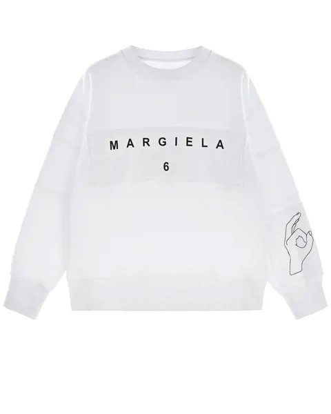 Белый свитшот с черным логотипом MM6 Maison Margiela детский