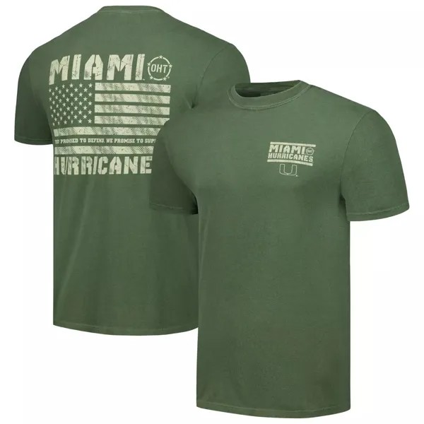 Мужская оливковая футболка Miami Hurricanes OHT Military Appreciation Comfort Colours