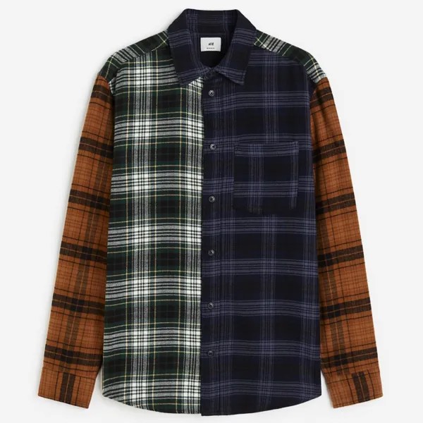 Рубашка H&M Regular Fit Flannel, коричневый/фиолетовый