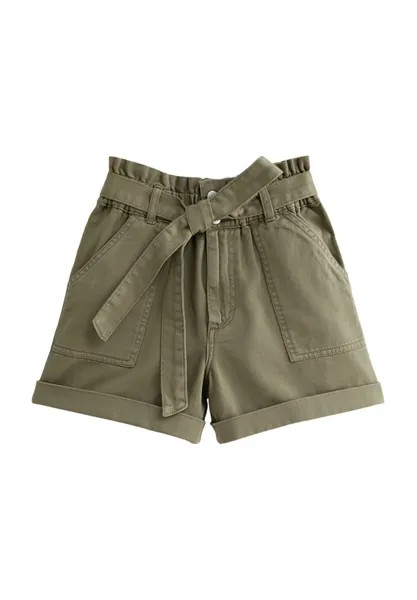 Джинсовые шорты High Waist Paperbag New Look, хаки