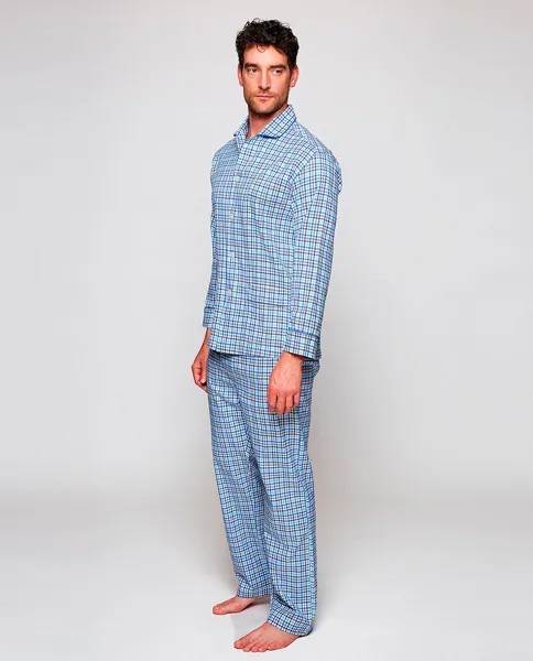 Мужская длинная фланелевая пижама в клетку Mirto, синий